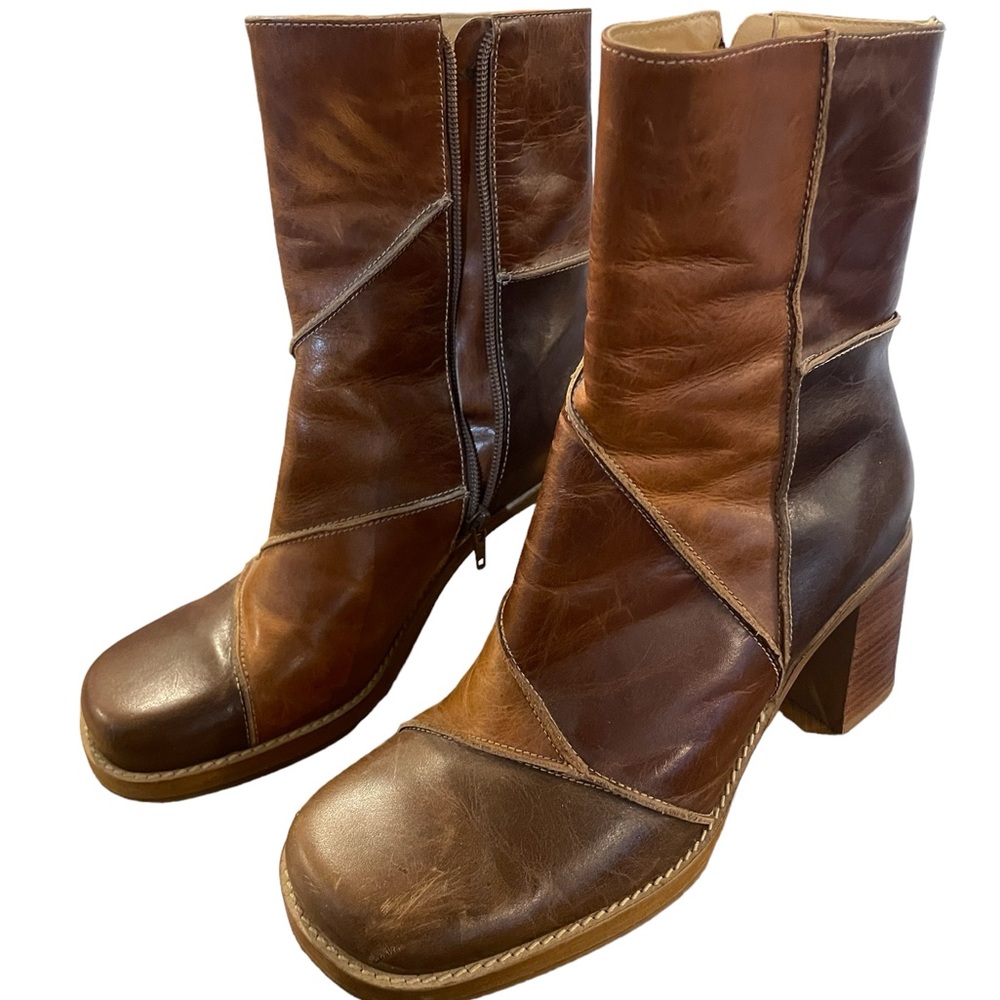 Amanda Smith Leather Patchwork Heeled Boots